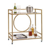 Image of Sauder 417828 International Lux Bar Cart, Glass/Satin Gold Finish