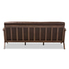 Image of Baxton Studio Bianca Mid-Century Modern Walnut Wood Dark Brown Distressed Faux Leather 3-Seater Sofa Bianca-Dark Brown/Walnut Brown-SF