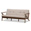 Image of Baxton Studio Bianca Mid-Century Modern Walnut Wood Light Grey Fabric Tufted 3-Seater Sofa Bianca-Light Grey/Walnut Brown-SF