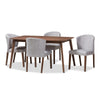 Image of Baxton Studio Cassie Mid-Century Modern Walnut Wood 5-Piece Dining Set Dining Room Cassie-Brown-5PC Dining Set