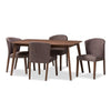 Image of Baxton Studio Cassie Mid-Century Modern Walnut Wood 5-Piece Dining Set Dining Room Cassie-Brown-5PC Dining Set