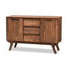 Image of Baxton Studio Sierra Mid-Century Modern Brown Wood 3-Drawer Sideboard Sierra-Rain Oak-Board