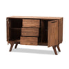 Image of Baxton Studio Sierra Mid-Century Modern Brown Wood 3-Drawer Sideboard Sierra-Rain Oak-Board