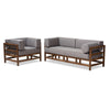 Image of Baxton Studio Shaw Mid-Century Modern Grey Fabric Upholstered Walnut Wood 2-Piece Living Room Sofa Set Living Room Furniture BBT8033-1-Grey-XD45-2PC Set
