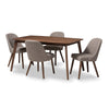 Image of Baxton Studio Cody Mid-Century Modern Upholstered Walnut Finished Wood 5-Piece Dining Set Dining Room Cody-Dark Grey-5PC Dining Set