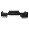 Image of Baxton Studio Carina Mid-Century Modern Fabric Upholstered 3-Piece Living Room Set Living Room Furniture R2017-Dark Grey-3PC-Set