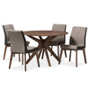 Image of Baxton Studio Kimberly Mid-Century Modern Walnut Wood Round 5-Piece Dining Set Kimberly-Brown/Walnut 5PC Dining Set