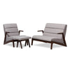 Image of Baxton Studio Vino Mid-Century Modern Walnut Wood Grey Fabric LB159-Grey/Walnut 3PC Set