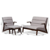 Image of Baxton Studio Vino Mid-Century Modern Walnut Wood Grey Fabric LB159-Grey/Walnut 3PC Set