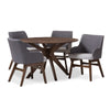 Image of Baxton Studio Monte Mid-Century Modern Walnut Wood Round 5-Piece Dining Set Monte-Dark-Grey/Walnut 5PC Dining Set