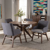 Image of Baxton Studio Monte Mid-Century Modern Walnut Wood Round 5-Piece Dining Set Monte-Dark-Grey/Walnut 5PC Dining Set