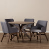 Image of Baxton Studio Monte Mid-Century Modern Walnut Wood Round 5-Piece Dining Set Monte-Dark-Grey/Walnut 5PC Dining Set