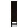 Image of Baxton Studio Marya Mid-Century Modern Dark Brown And Walnut Two-Tone Solid Rubberwood MDF Veneered Wine Cabinet Bar Furniture RT451-OCC-2CTN