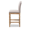 Image of Baxton Studio Paige French Vintage Cottage Weathered Oak Finish Wood and Beige Fabric Upholstered Bar Stool TSF-630-28-Beige-CS