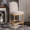 Image of Baxton Studio Paige French Vintage Cottage Weathered Oak Finish Wood and Beige Fabric Upholstered Bar Stool TSF-630-28-Beige-CS