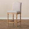 Image of Baxton Studio Paige French Vintage Cottage Weathered Oak Finish Wood and Beige Fabric Upholstered Bar Stool TSF-630-28-Beige-CS