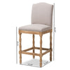 Image of Baxton Studio Paige French Vintage Cottage Weathered Oak Finish Wood and Beige Fabric Upholstered Bar Stool TSF-630-28-Beige-CS