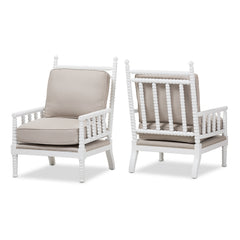 Baxton Studio Hillary Modern and Contemporary Beige Fabric Upholstered Back Accent Chair Chaises Chairs and Lounger (Set of 2) TSF-6391