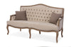 Image of Baxton Studio Oliver French Provincial Style Weathered Oak Wood Beige Fabric Button-tufted Upholstered 3-seater Sofa Living Room Furniture ASS560Mi-CG4