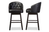 Image of Baxton Studio Avril Modern and Contemporary Faux Leather Tufted Swivel Barstool with Nail heads Trim (Set of 2) Bar Furniture BBT5210A1-BS