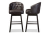 Image of Baxton Studio Avril Modern and Contemporary Faux Leather Tufted Swivel Barstool with Nail heads Trim (Set of 2) Bar Furniture BBT5210A1-BS