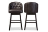 Image of Baxton Studio Avril Modern and Contemporary Faux Leather Tufted Swivel Barstool with Nail heads Trim (Set of 2) Bar Furniture BBT5210A1-BS