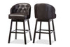 Image of Baxton Studio Avril Modern and Contemporary Faux Leather Tufted Swivel Barstool with Nail heads Trim (Set of 2) Bar Furniture BBT5210A1-BS