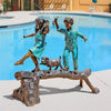 Image of Design Toscano The Adventure, Boy and Girl on Log Cast Bronze Garden Statue PN7064