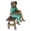 Image of Design Toscano Read to Me, Boy and Girl on BenchCast Bronze Garden Statue PN7303