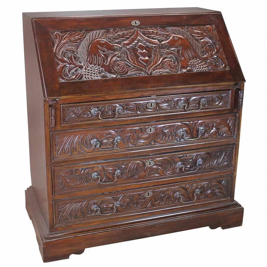 Design Toscano Carved Unicorn Drop-Front Writing Desk AF2137