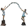 Image of Design Toscano Racing Grand Scale Flower Arbor Kids Cast Bronze Garden Statue KW28605