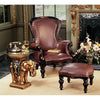Image of Design Toscano Victorian Rococo Faux Leather Wing Chair and Ottoman AF791123