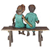 Image of Design Toscano Read to Me, Boy and Girl on BenchCast Bronze Garden Statue PN7303