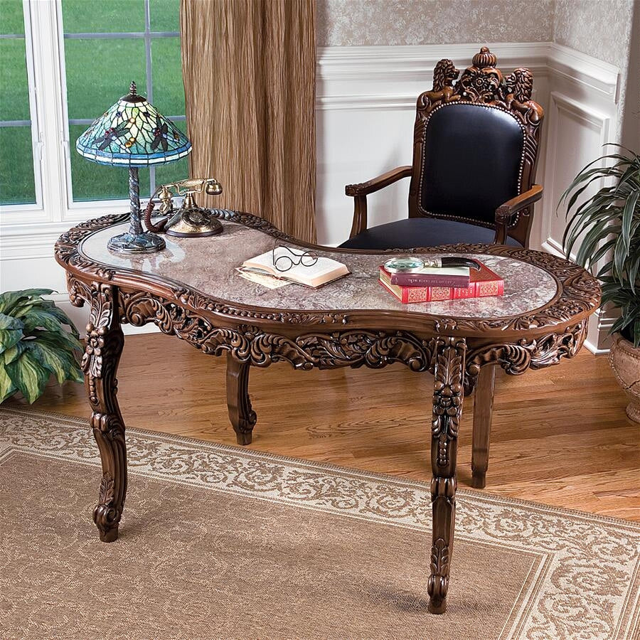 Design Toscano The Mountbatten Hardwood and Solid Marble Desk AE2401