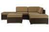 Image of Baxton Studio Owen Brown Wicker and Tan linen Lawn Sectional Sofa Set Outdoor Furniture PAS-1206