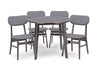 Image of Baxton Studio Debbie Mid-Century Dark Brown Wood 5PC Dining Set Dining Room RT332-336-TBL-CHR 5PC Set