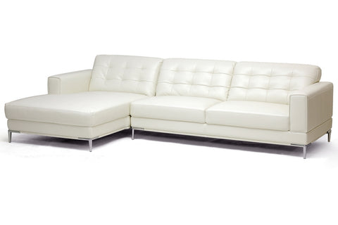 Baxton Studio Babbitt Ivory Leather Modern Sectional Sofa Living Room Furniture 1365-8143-sofa/RFC