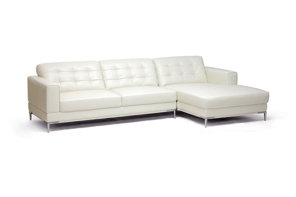 Baxton Studio Babbitt Ivory Leather Modern Sectional Sofa Living Room Furniture 1365-8143-sofa/RFC