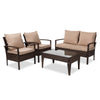 Image of Baxton Studio Empire Modern and Contemporary 4-Piece Brown Wicker Outdoor Patio Furniture Set PAS-1516