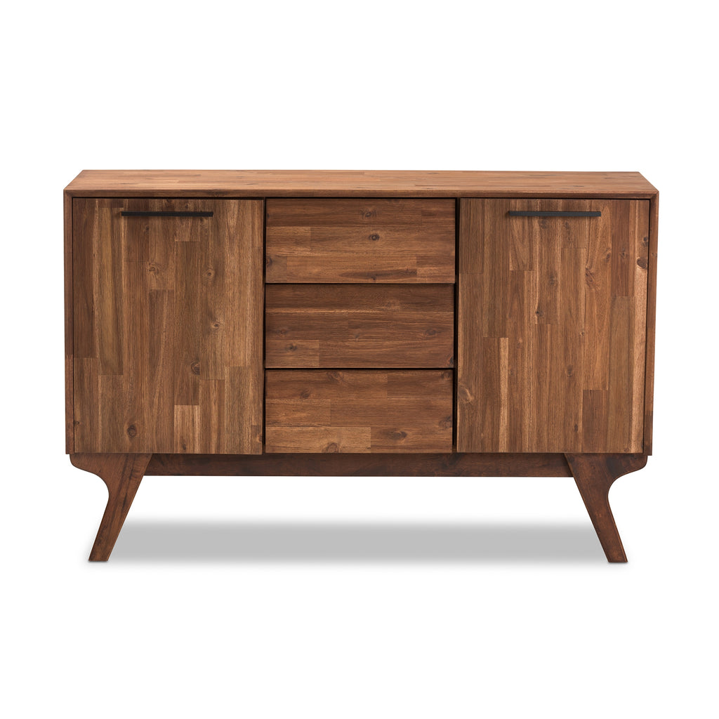 Baxton Studio Sierra Mid-Century Modern Brown Wood 3-Drawer Sideboard Sierra-Rain Oak-Board