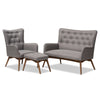 Image of Baxton Studio Waldmann Mid-Century Modern Grey Fabric Upholstered Livingroom Set Living Room Furniture BBT5303-Grey-3PC-Set