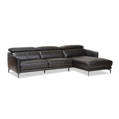 Baxton Studio Paige Modern and Contemporary Leather Right Facing Chaise 2-Piece Sectional Sofa Living Room Furniture 5359-Black-RFC