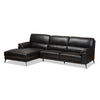 Image of Baxton Studio Radford Modern and Contemporary Leather Left Facing Chaise 2-Piece Sectional Sofa Living Room Furniture 5358-Black-LFC