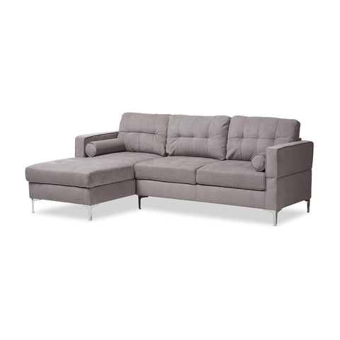 Baxton Studio Mireille Modern and Contemporary Fabric Upholstered Sectional Sofa Living Room Furniture R7860-Dark Gray-LFC