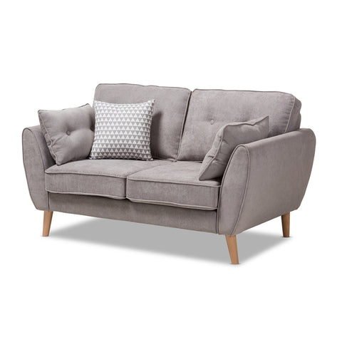 Baxton Studio Miranda Mid-Century Modern Fabric Upholstered Sofa and Sectional Living Room Furniture R2006-Dark Grey-LS