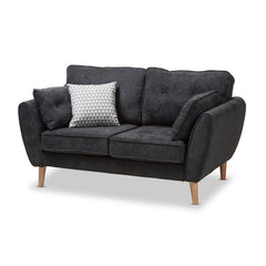 Baxton Studio Miranda Mid-Century Modern Fabric Upholstered Sofa and Sectional Living Room Furniture R2006-Dark Grey-LS