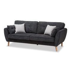 Baxton Studio Miranda Mid-Century Modern Fabric Upholstered Sofa and Sectional Living Room Furniture R2006-Dark Grey-SF