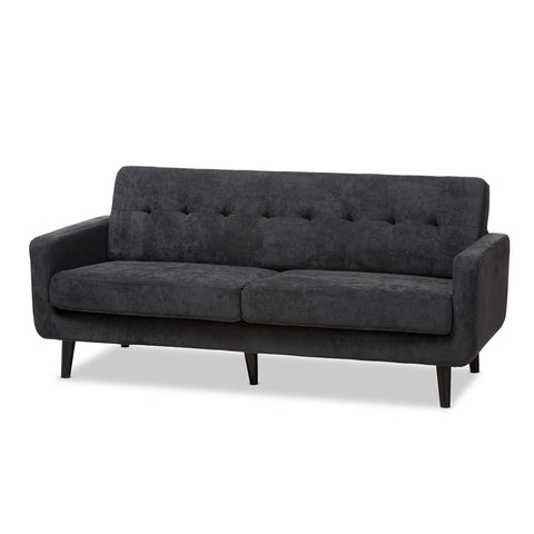 Baxton Studio Carina Mid-Century Modern Fabric Upholstered Sofa and Sectional Living Room Furniture R2017-Dark Grey-SF