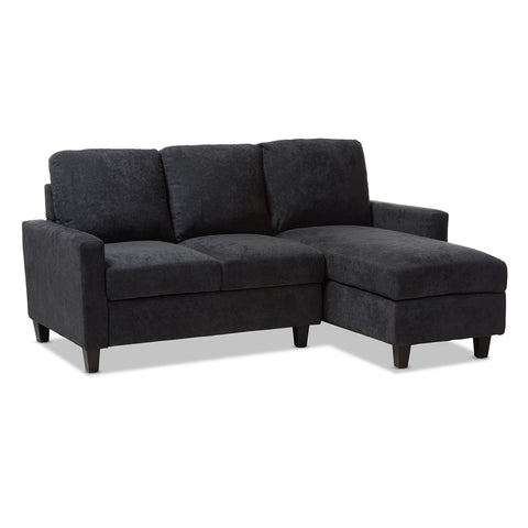Baxton Studio Greyson Modern And Contemporary Fabric Upholstered Reversible Sectional Sofa Living Room Furniture R9002-Dark Grey-Rev-SF