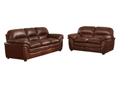 Baxton Studio Redding Cognac Brown Leather Modern Sofa Set Living Room Furniture 9015-Loveseat/Sofa